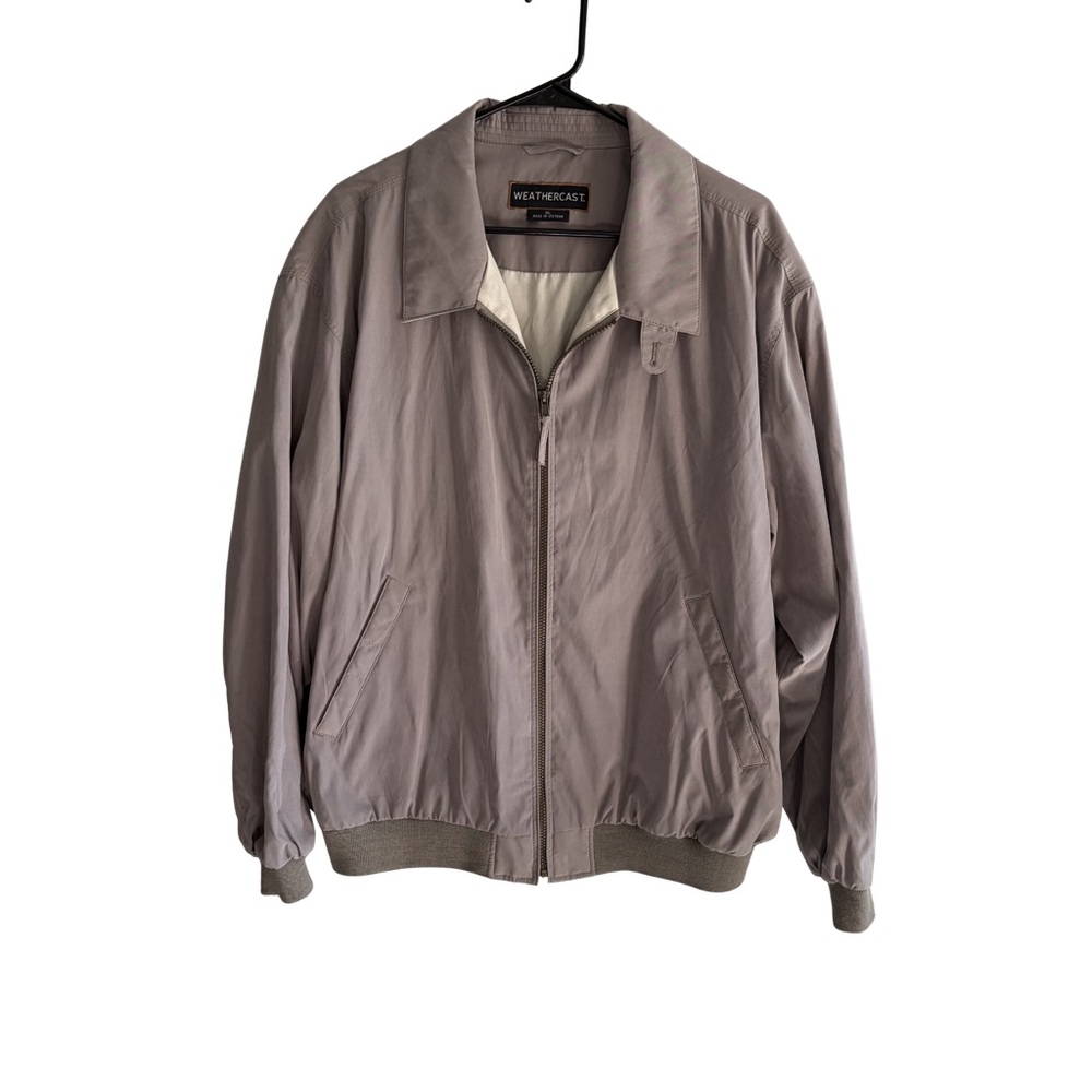 Weathercast Mens XL Lightweight Zip Jacket Taupe Harrington Golf Casual